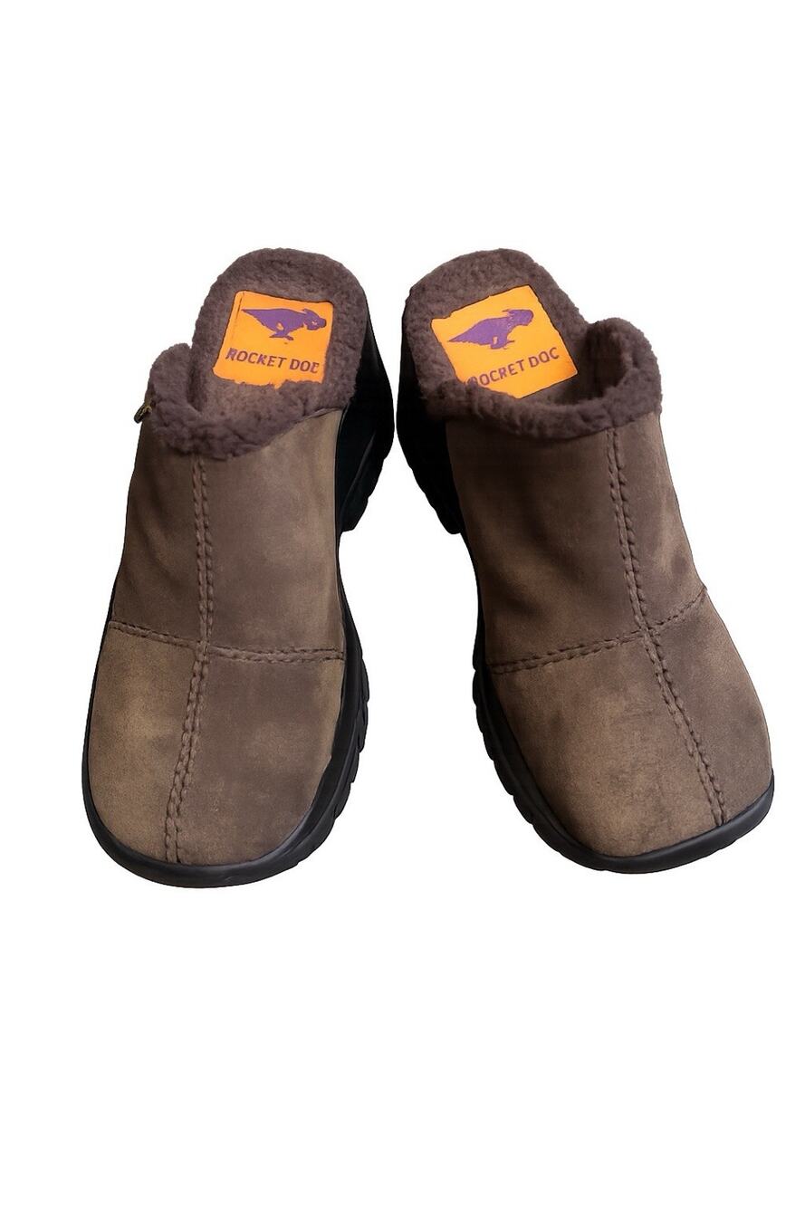 Rocket Dog Brown Suede Leather Mule Clogs Faux Fur Lined Women’s Size 10M